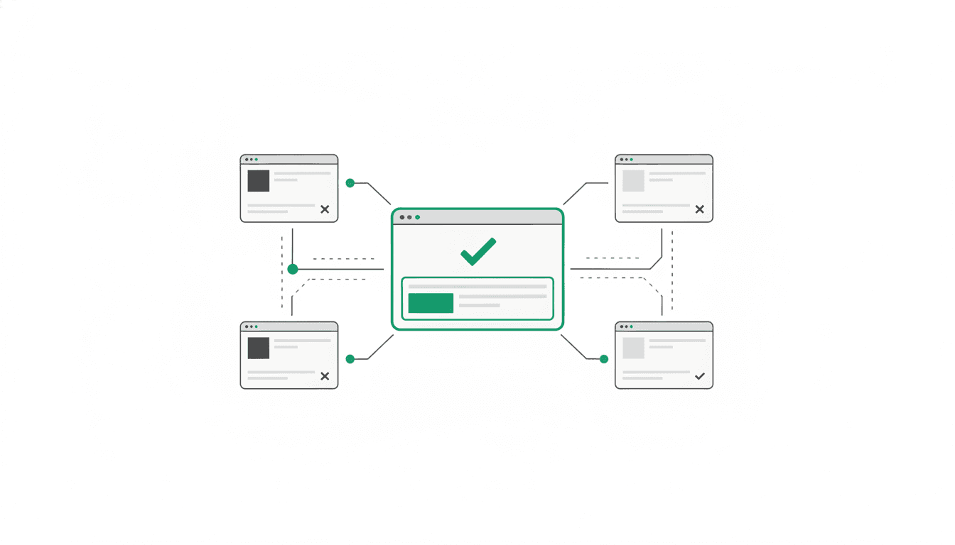A network of connected browser windows spreading from one root page