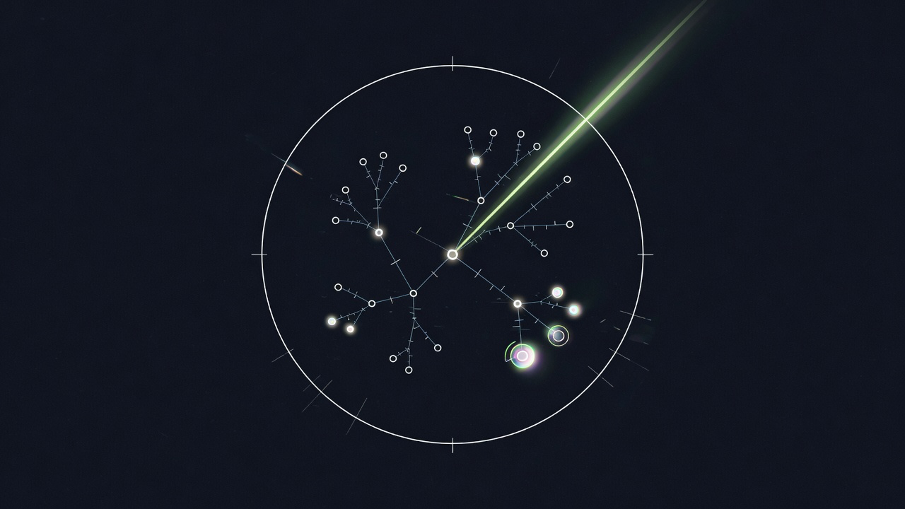 Radar sweep over a constellation of dots